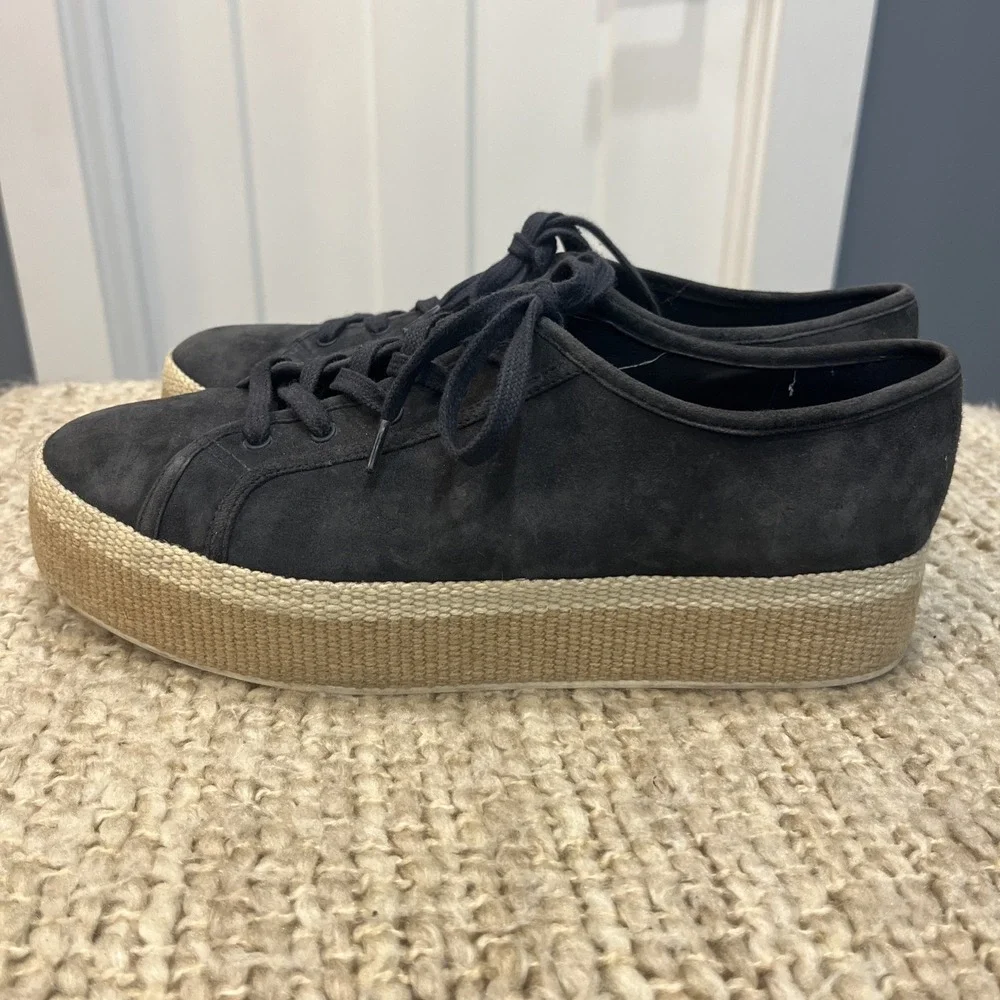 Vince Windell Platform Sneaker Espadrilles Lace Up Navy  Blue Suede Women's Sz 9